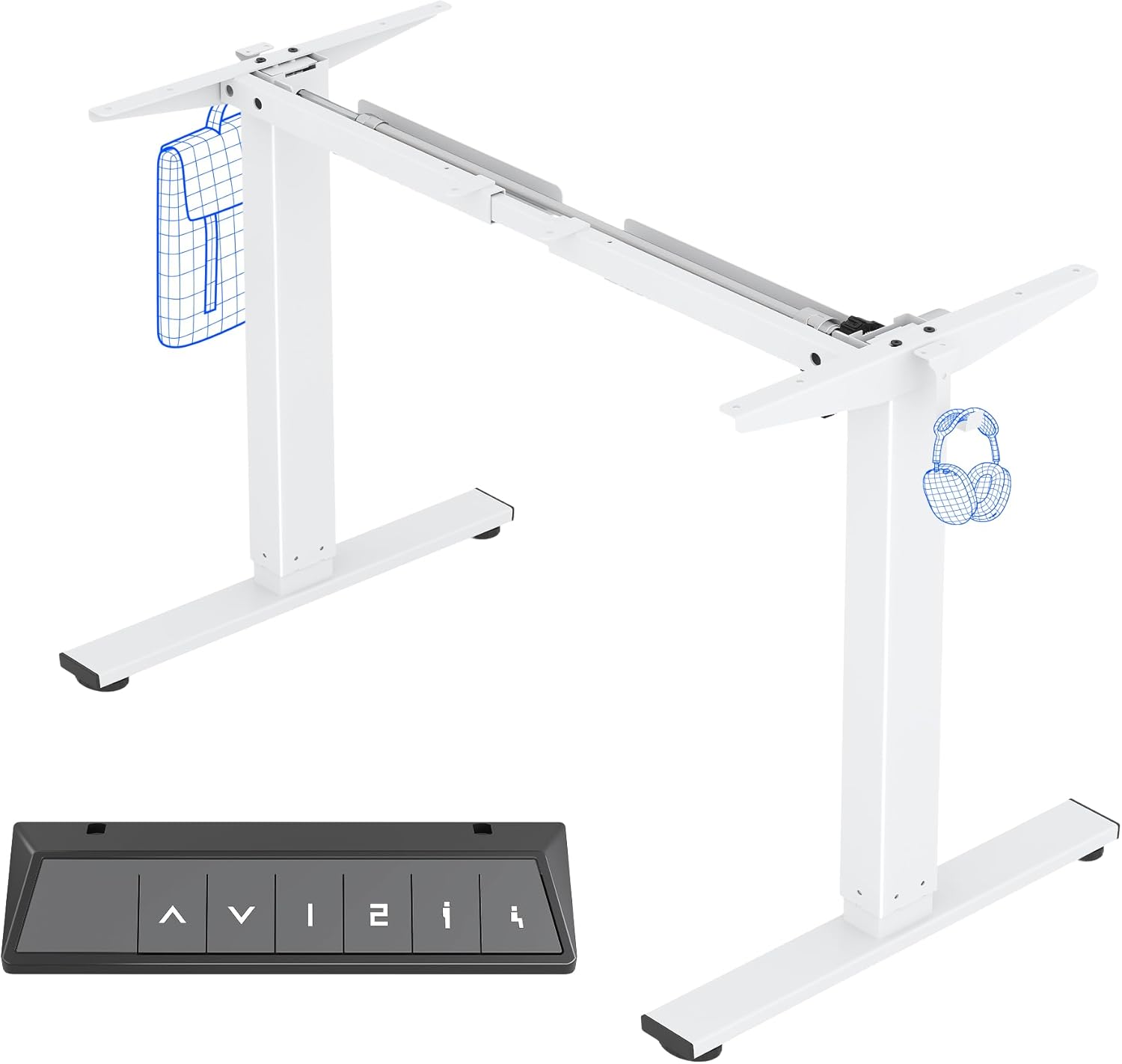 FlexiSpot Höhenverstellbarer Schreibtisch Gestell mit 2 Haken und Höhenmemory-Funktion & LED-Höhenanzeige, Elektrisch höhenverstellbare Tischbeine (Weiß)