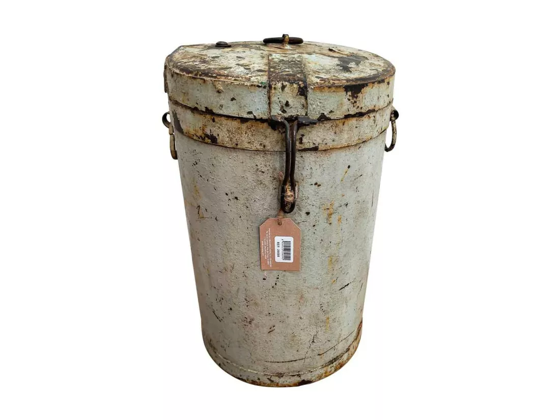 Bidon en metal crème 29x29x46h