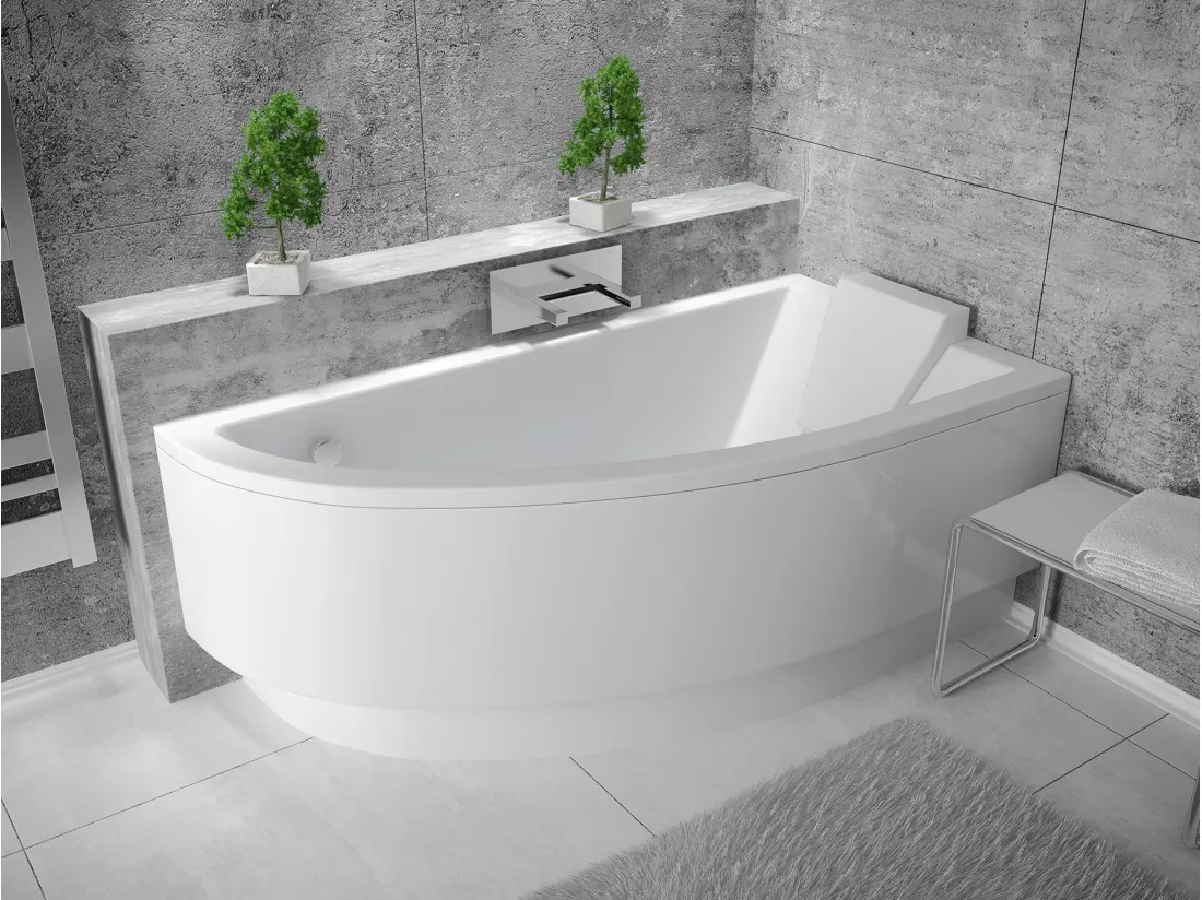 Baignoire d'angle ORIEGA 140 cm droite avec tablier