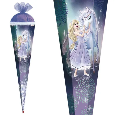 Roth Schultüte Königin im Eis mit Glitter & Glitzerborte, 85 cm, eckig
