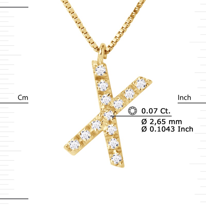 Collier ALPHABET Diamants 0,07 Cts  LETTRE 