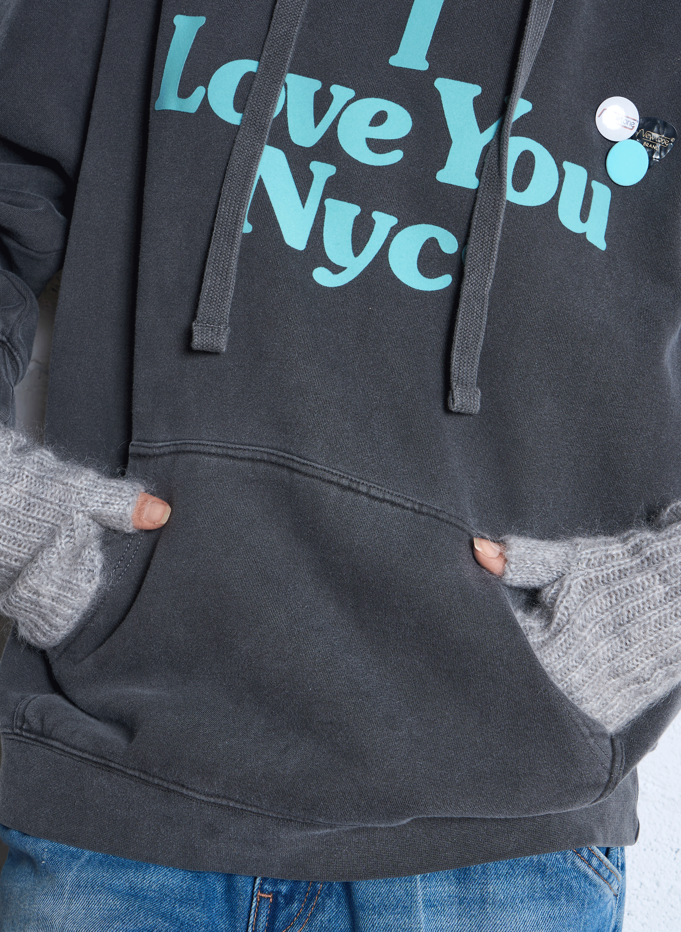 JAGGER SOUVENIR - Sweat ample à capuche sérigraphié en coton mélangé | Gris