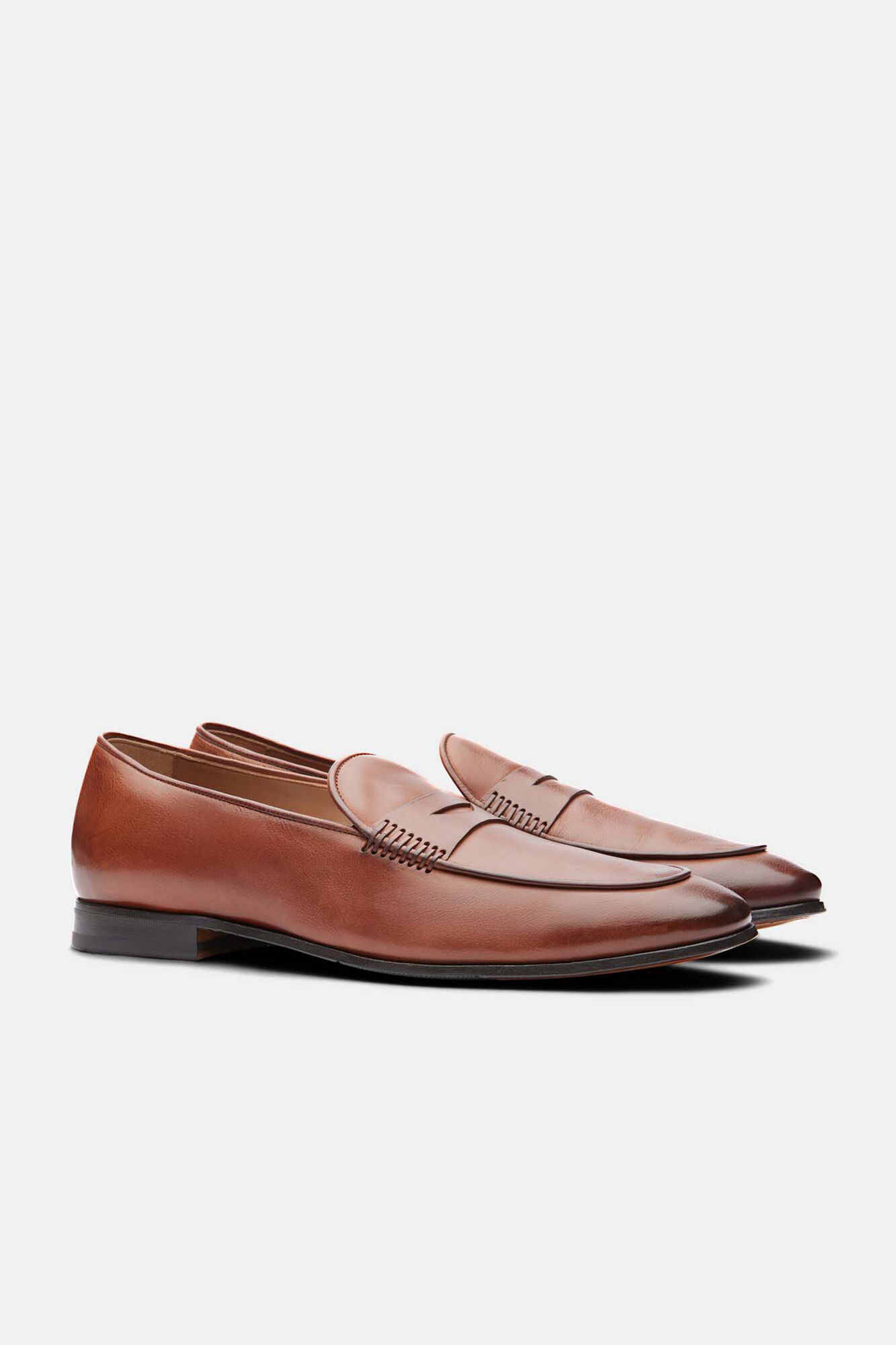 Mocassins de couro bovino escovado marrom - Marrom