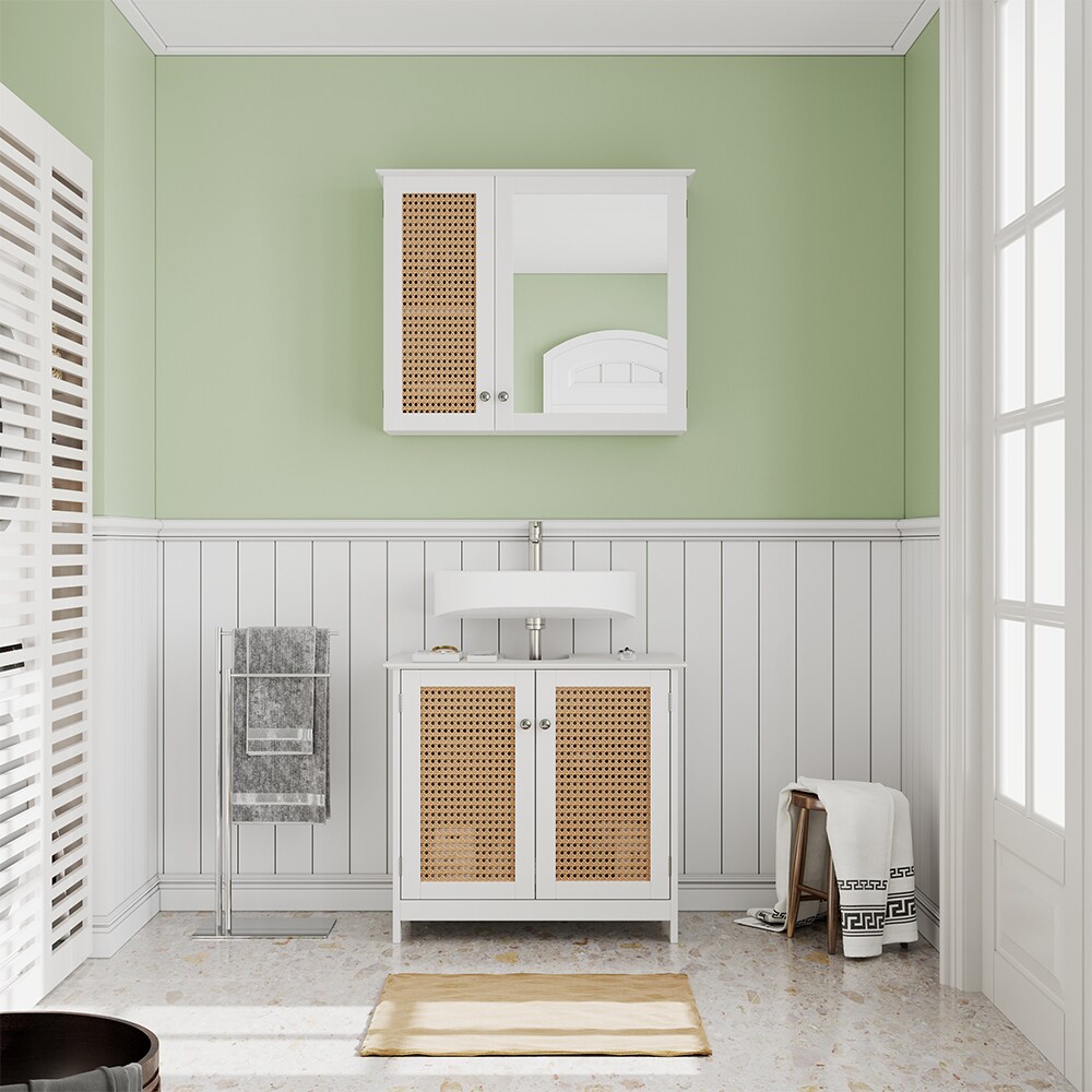 Vicco Waschtischunterschrank Rosario 60 x 58 cm, Weiß, 2 Türen, Badezimmer, modern