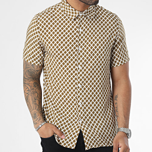 Chemise Manches Courtes Beige Kaki