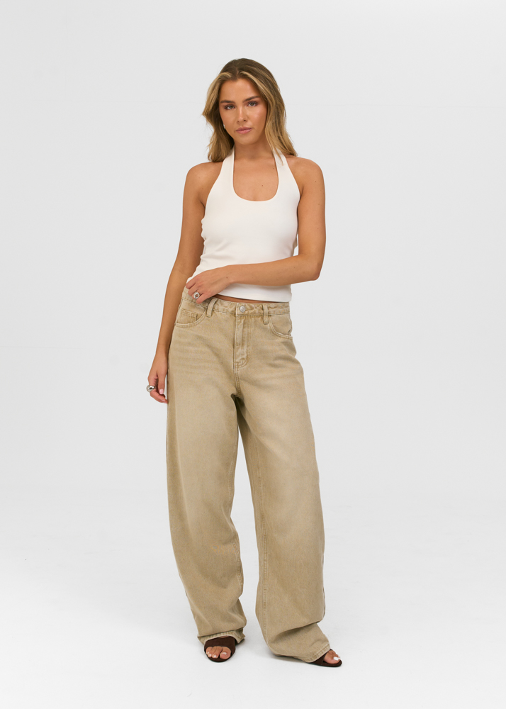 Loose fit jeans sage groen