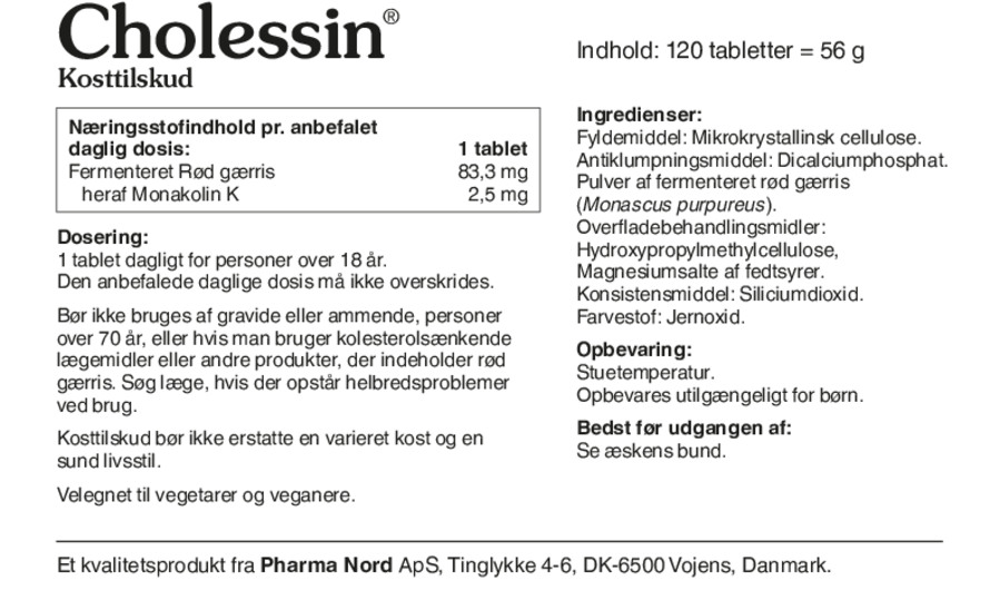 Pharma Nord Cholessin Rød Gærris 120 tabl.