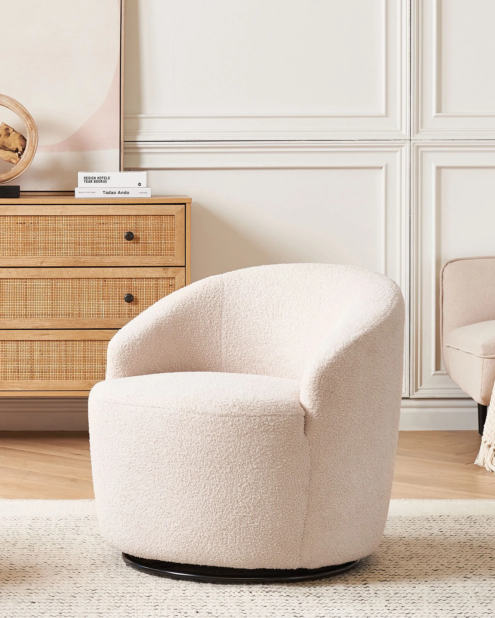 Draaifauteuil DAVIK Bouclé Beige