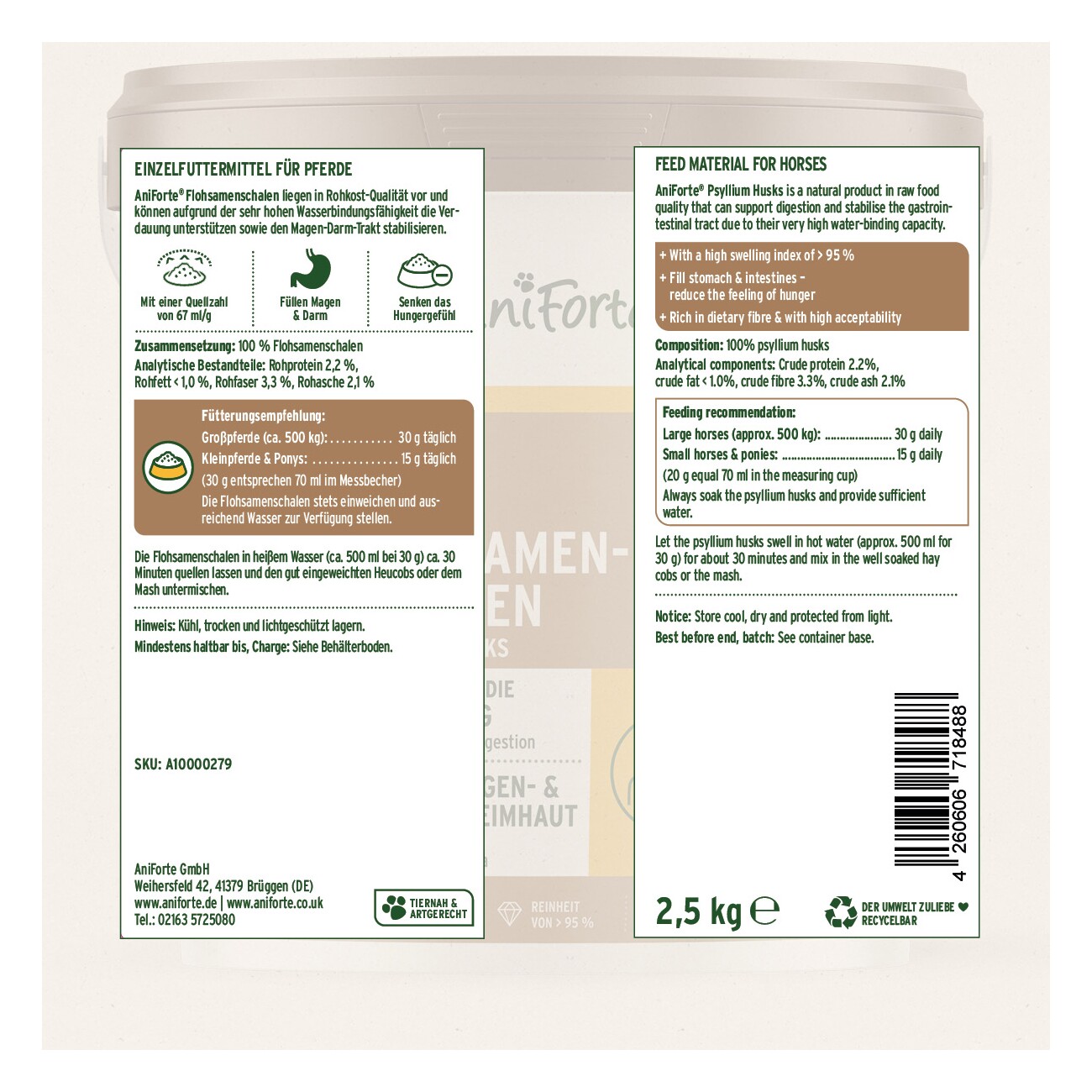 AniForte Flohsamenschalen 2,5 kg