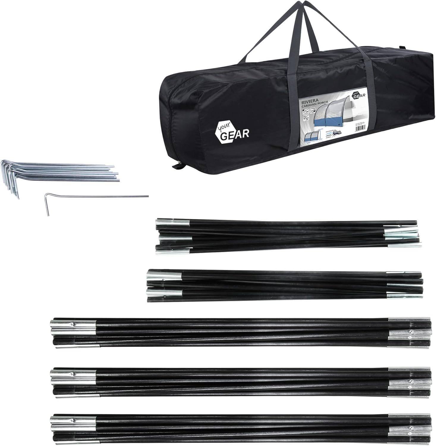 your GEAR Riviera - Vorzelt Wohnwagen & Wohnmobil, 3,5m Breite, 260cm Tiefe, UV50+ Schutz, 3000mm Wassersäule, Panoramafenster, robust & wasserdicht, Flexible Camping Überdachung
