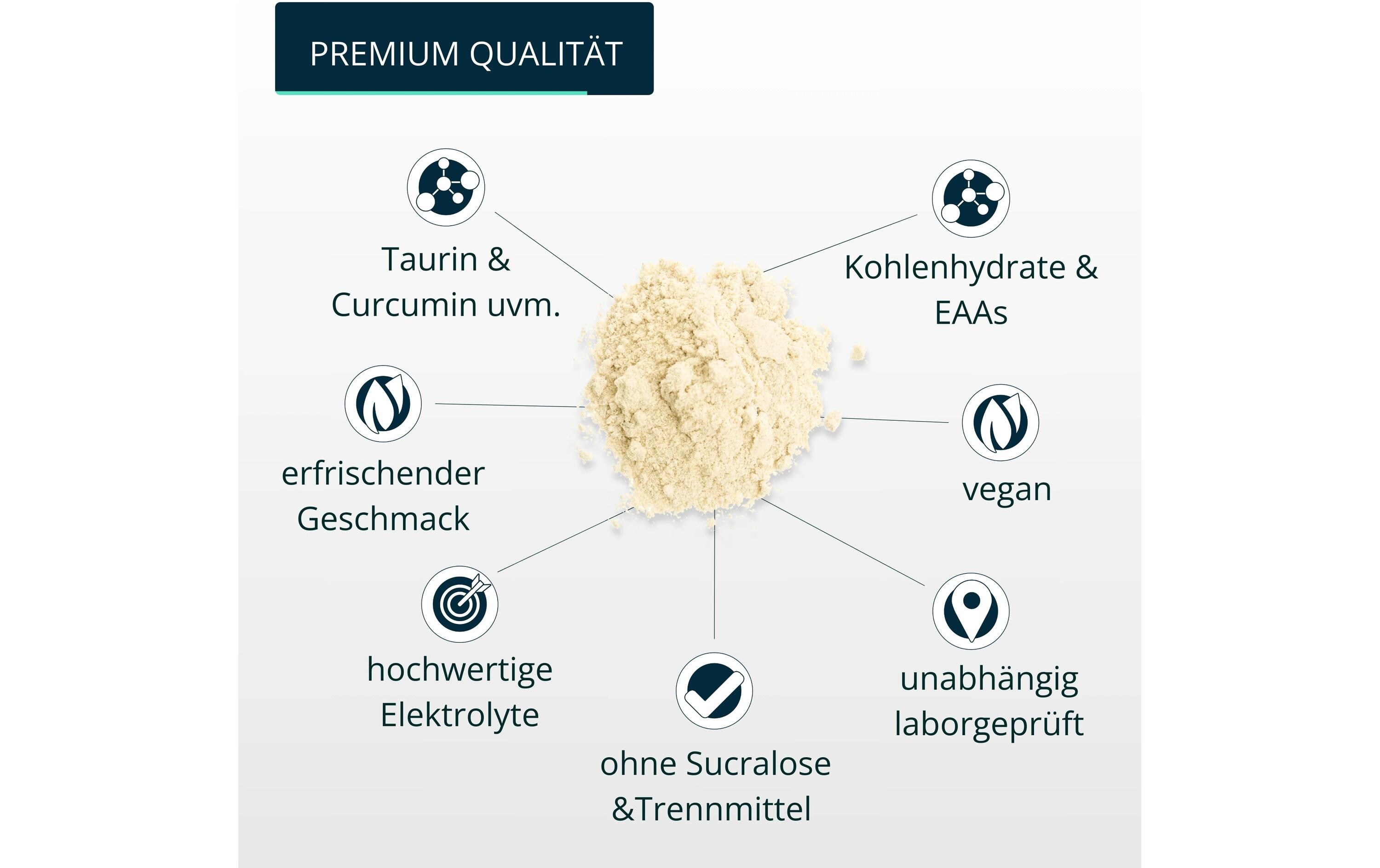Ausdauer-Drink Isotonisches Getränk Zitrone, 600 gMineralstoffdrink mit EAAs, Superfoods und Kohlenhydraten für vielseitige sportliche Anforderungen