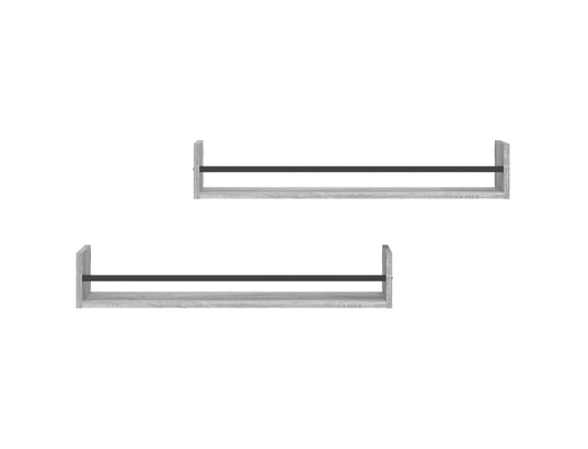 VIDAXL - Etagère murale étagères murales avec barres 2 pcs sonoma gris 80x16x14 cm