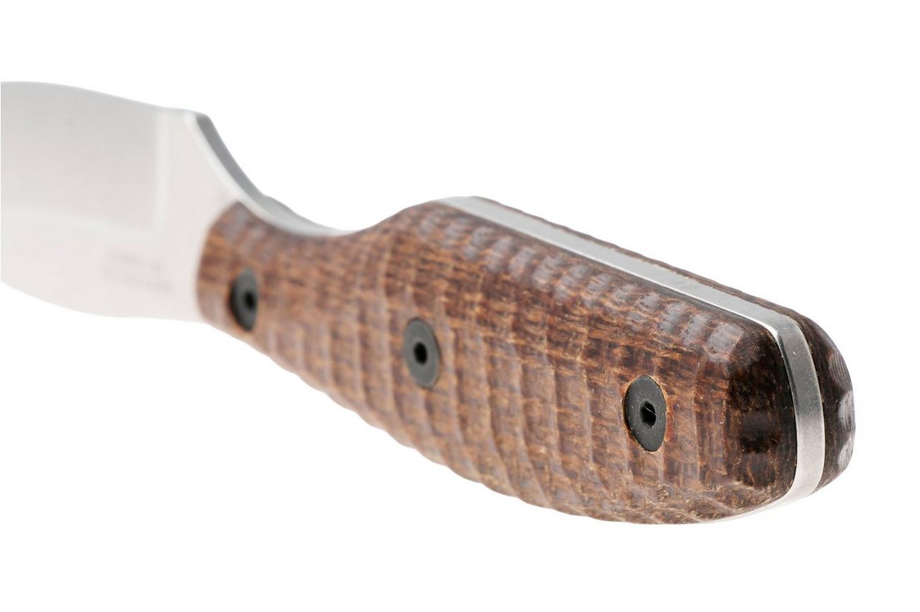 ESEE Belt Knife ESEE-EBK-M, Stonewashed CPM MagnaCut, Brown Burlap Micarta vaststaand mes, James Gibson design