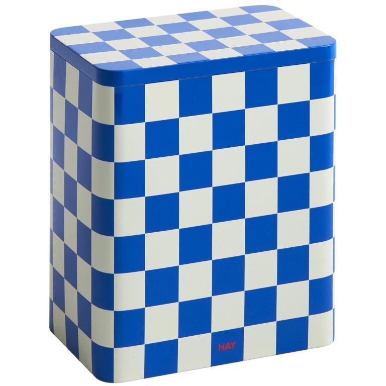 Hay Tin Container opberger Large Blue and Off-White