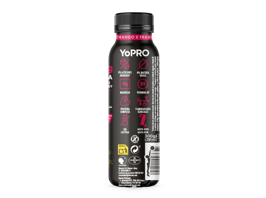 IOGURTE YOPRO LÍQUIDO MORANGO E FRAMBOESA 300G
