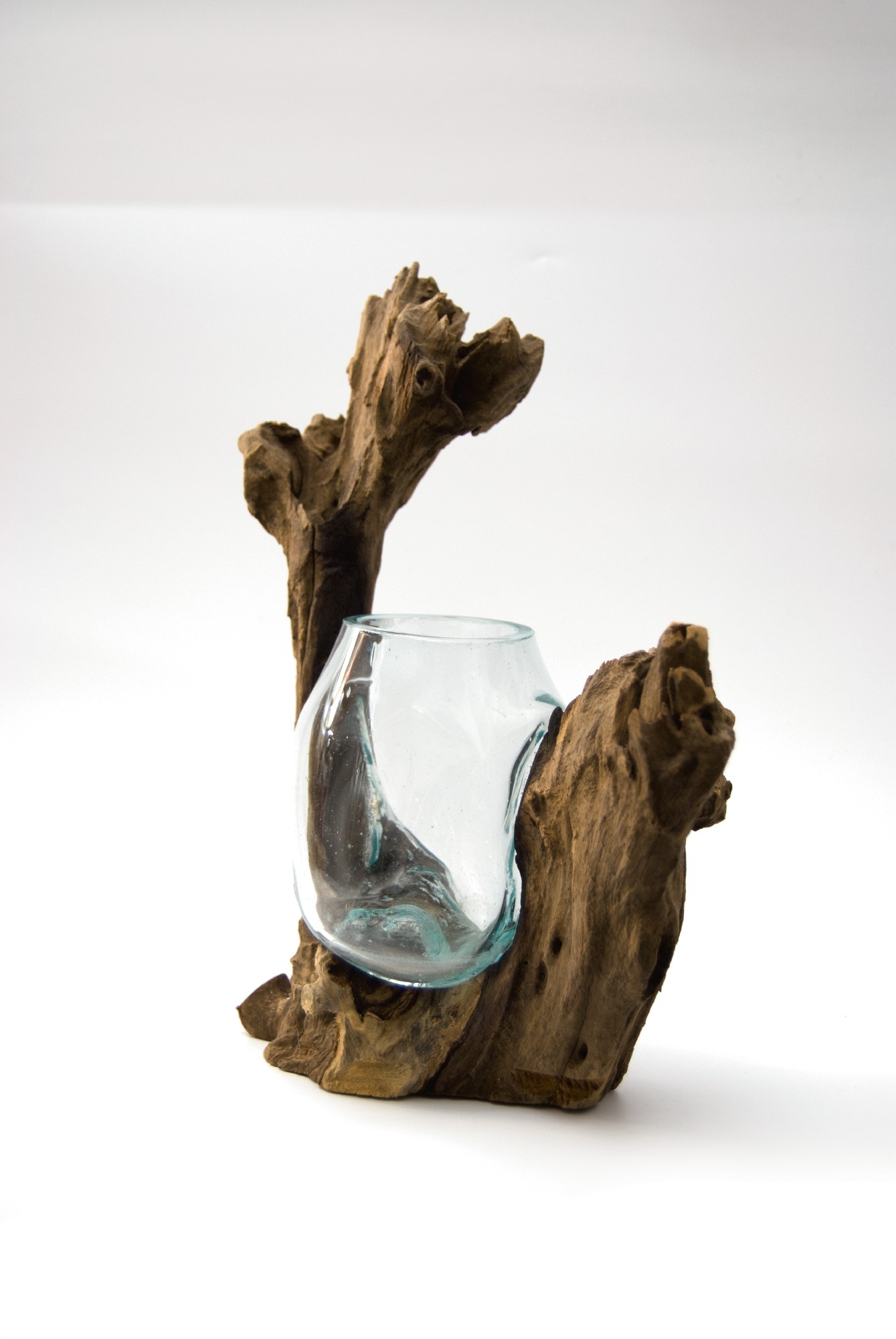 Wurzelholz-Glasvase, B ca. 20 cm, H ca. 26 cm, T ca. 17 cm von fischer's lagerhaus