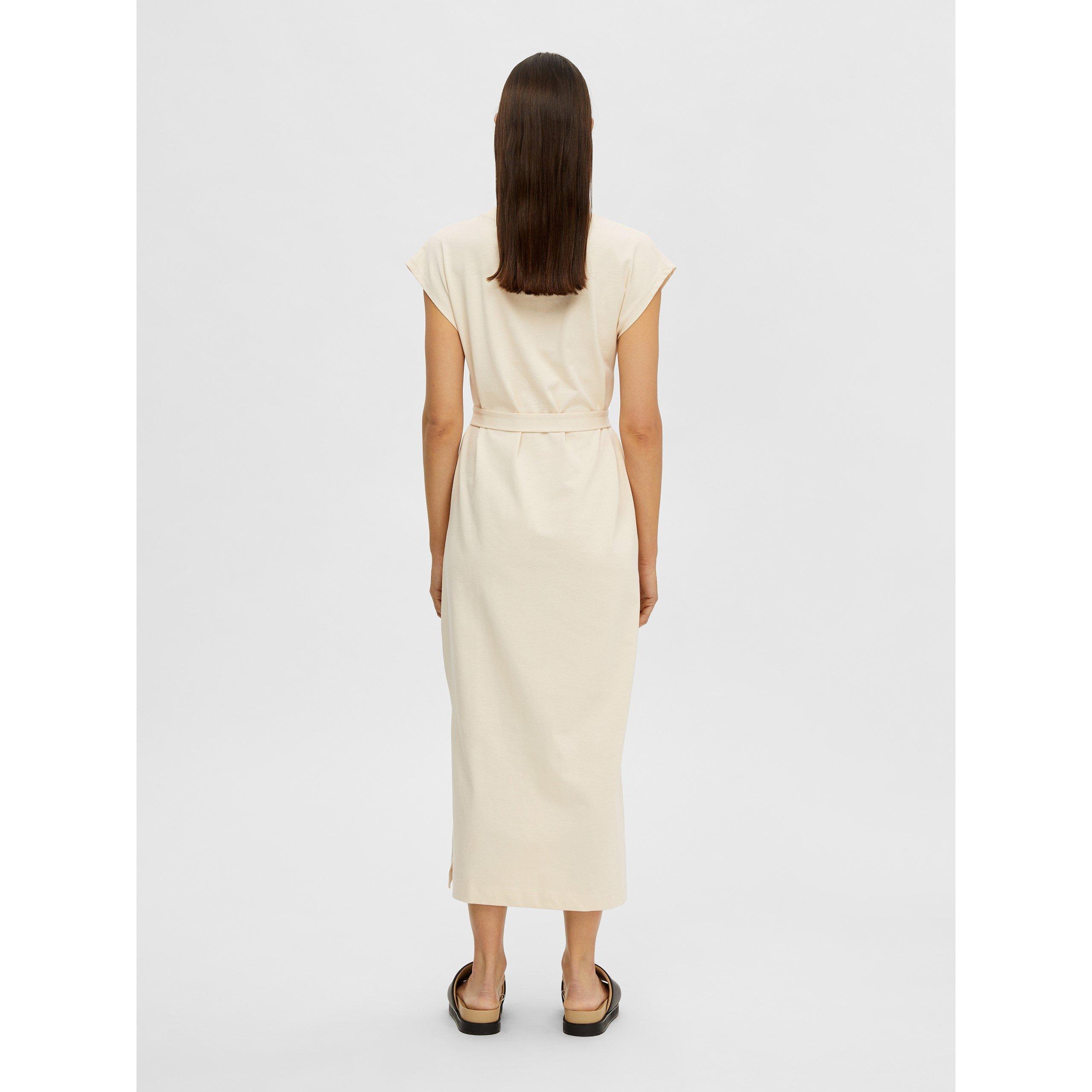 Selected Femme Cap Sleeve Belted Midi Dress