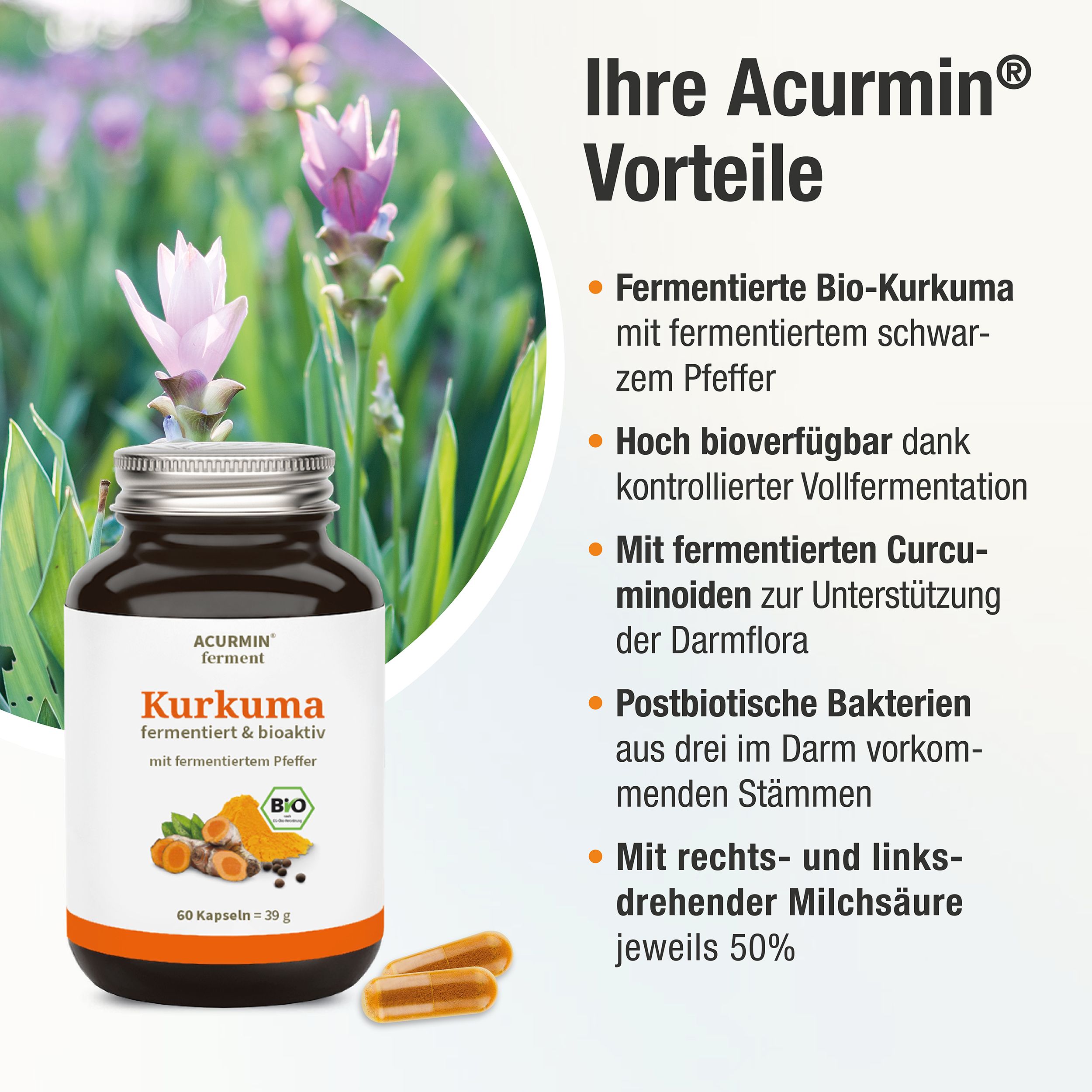 Acurmin® ferment BIO Kurkuma Kapseln - fermentiert und bioaktiv