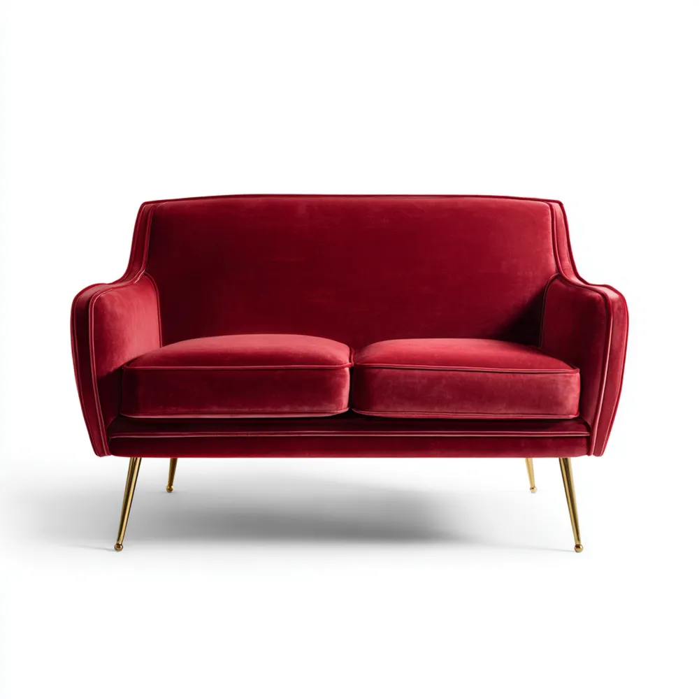 2-Sitzer-Sofa Samt 150x85x80 cm – Rot – Retro-Stil
