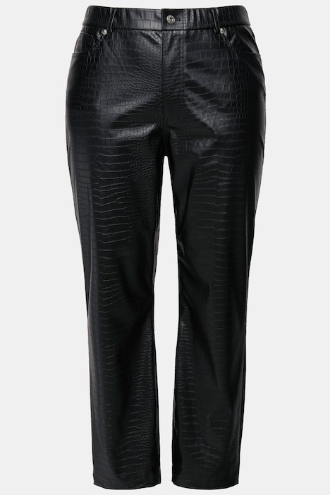 Hose, Lederoptik, Krokoprint, 5-Pocket