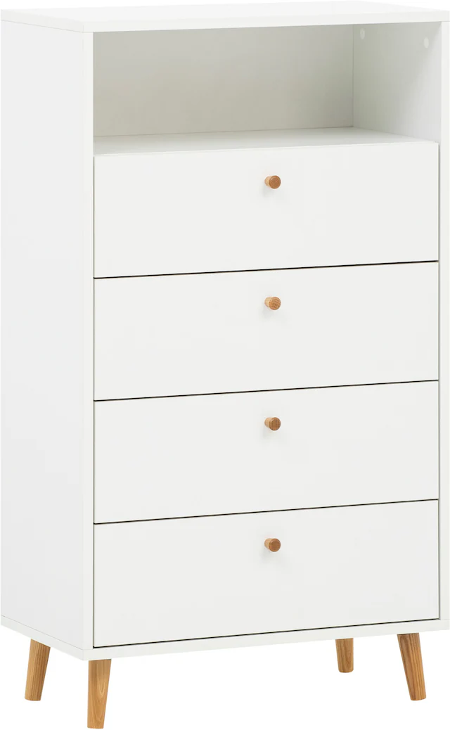 Schildmeyer Kommode »Bjarne, Breite 60 cm« 4 Schubladen, Griffe und Möbelfüsse aus Massivholz