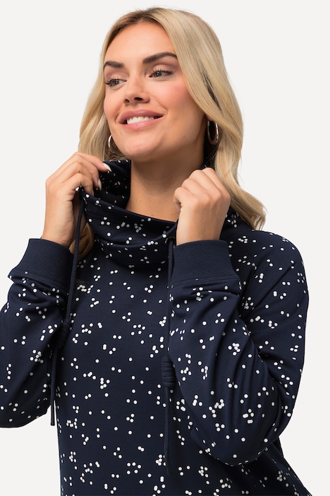 Sweatshirt, Pünktchen, Stehkragen, Taschen, Langarm