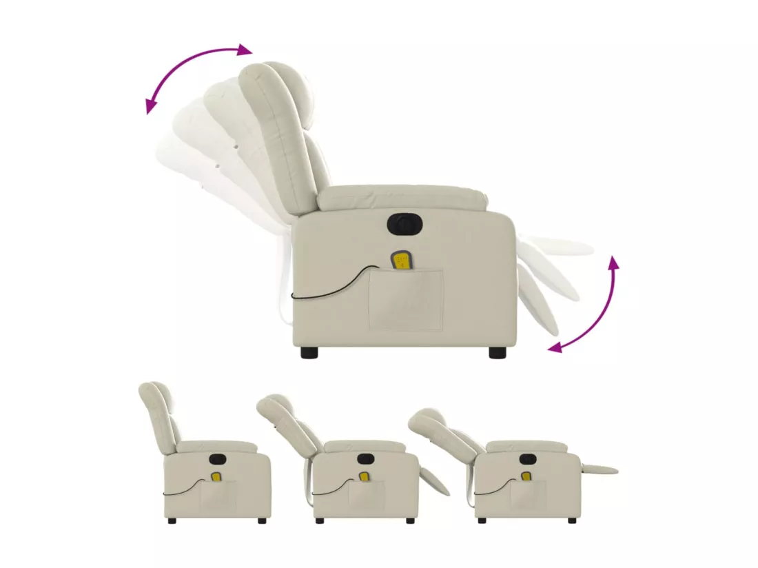 Fauteuil de massage inclinable électrique crème similicuir