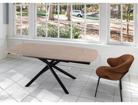 CONCEPT1 - Table Madrid travertin 130-190x90x76 100% céramique