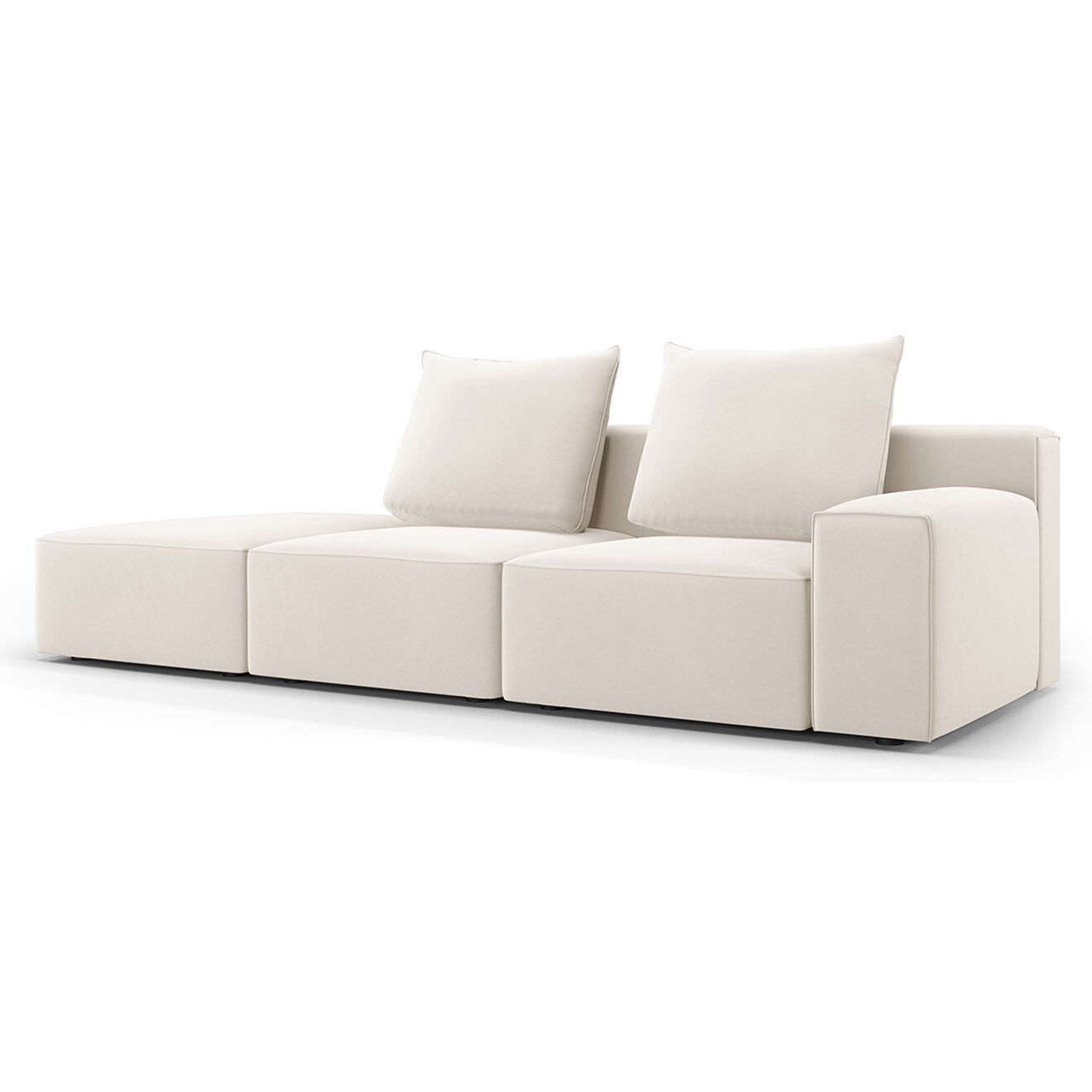 Mazzini Sofas Canapé Gauche en Velours Ivy 4 Places beige - 265x105x89 cm