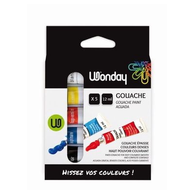 Wonday - étui de 5 tubes gouache - 12 ml
