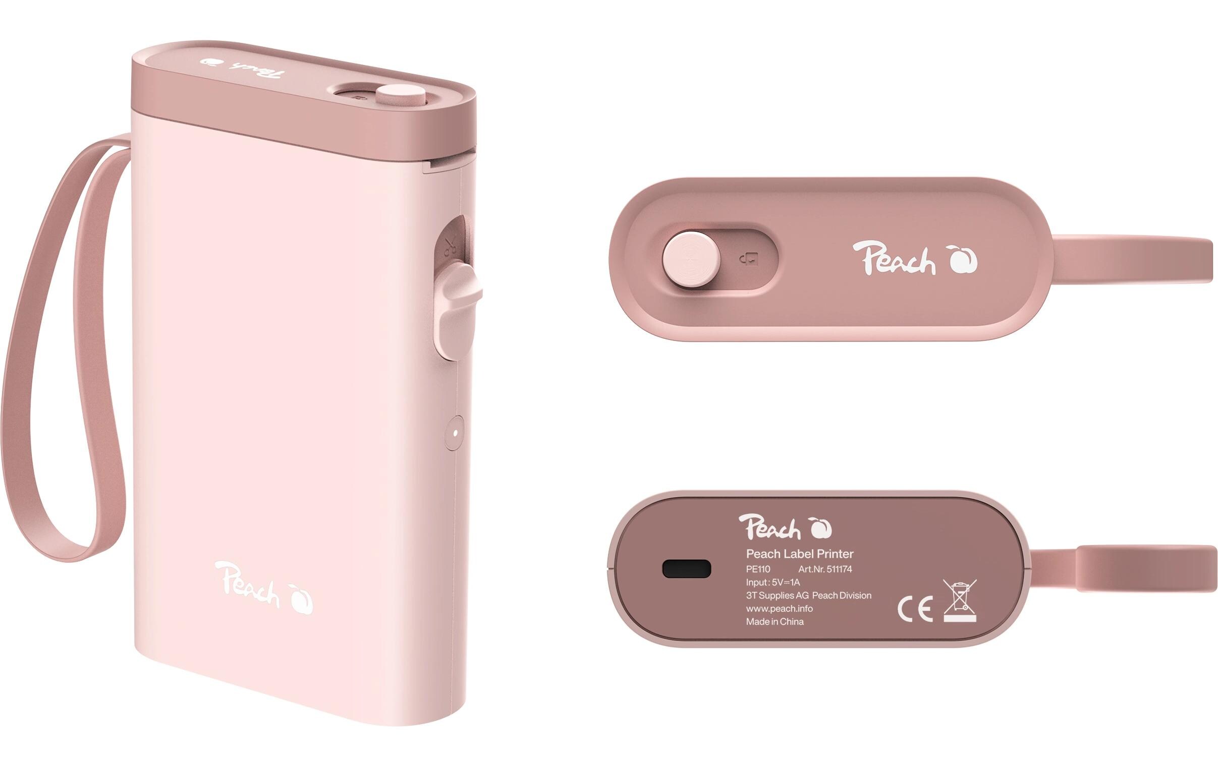 Etikettendrucker LabelPrinter PE110 PinkSchneller Thermodirekt-Etikettendrucker