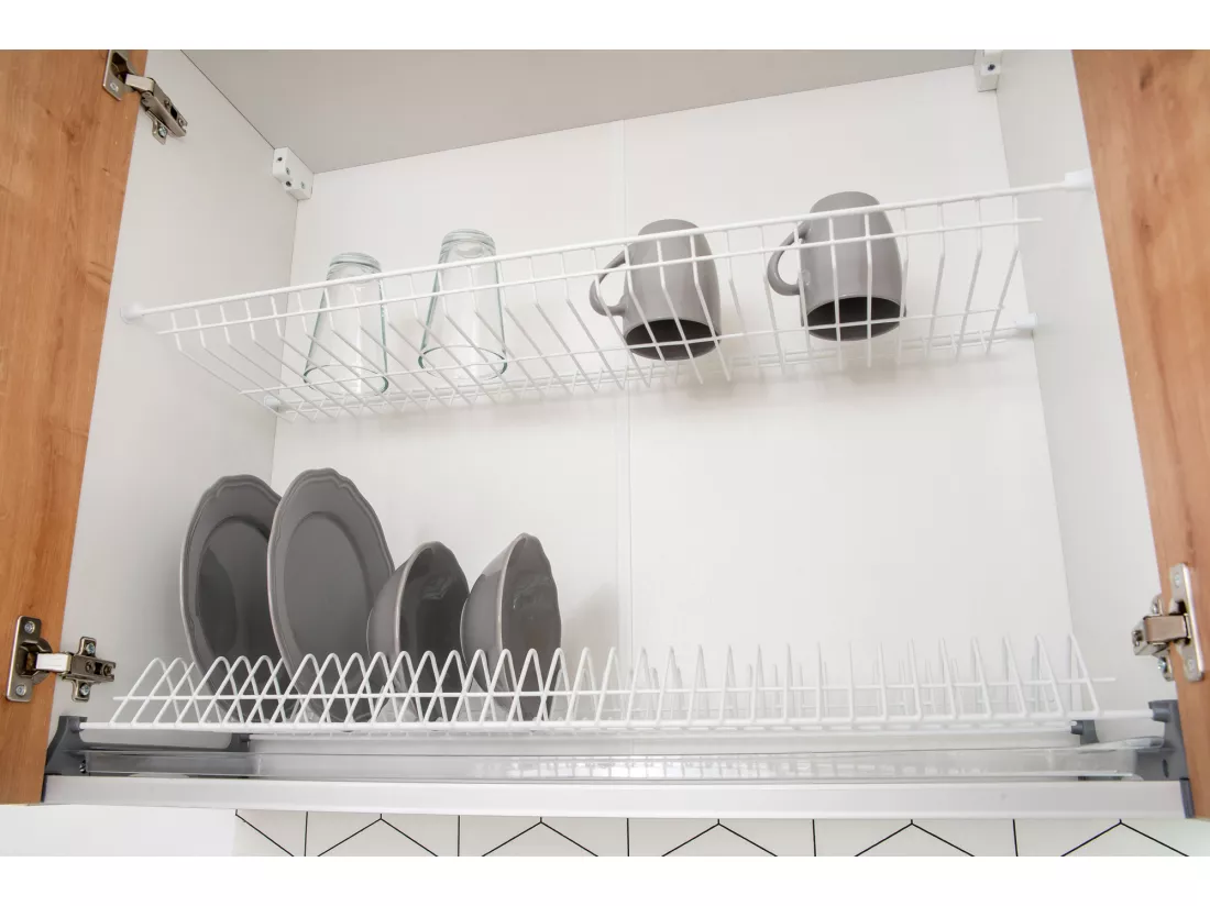 Cuisine complète Ela 8 éléments couleur chêne/gris clair - Longueur 260 cm