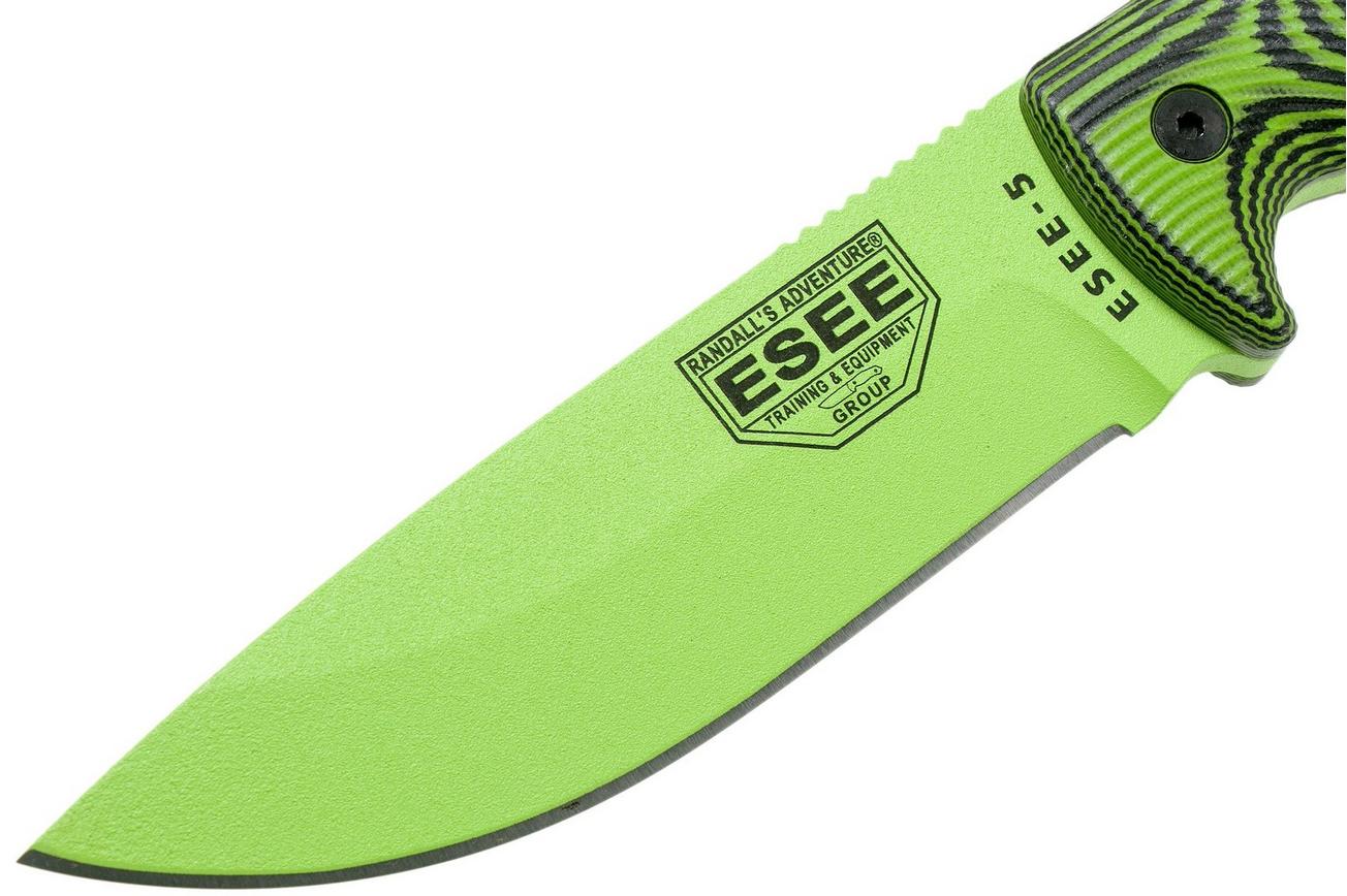 ESEE Model 5 Venom Green Blade 3D Neon Green-Black G10 survivalmes 5PVG-007 kydex schede   clip plate