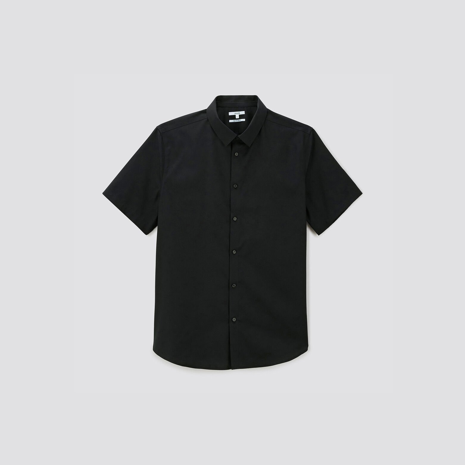 Chemisette regular sans repassage unie coton Noir