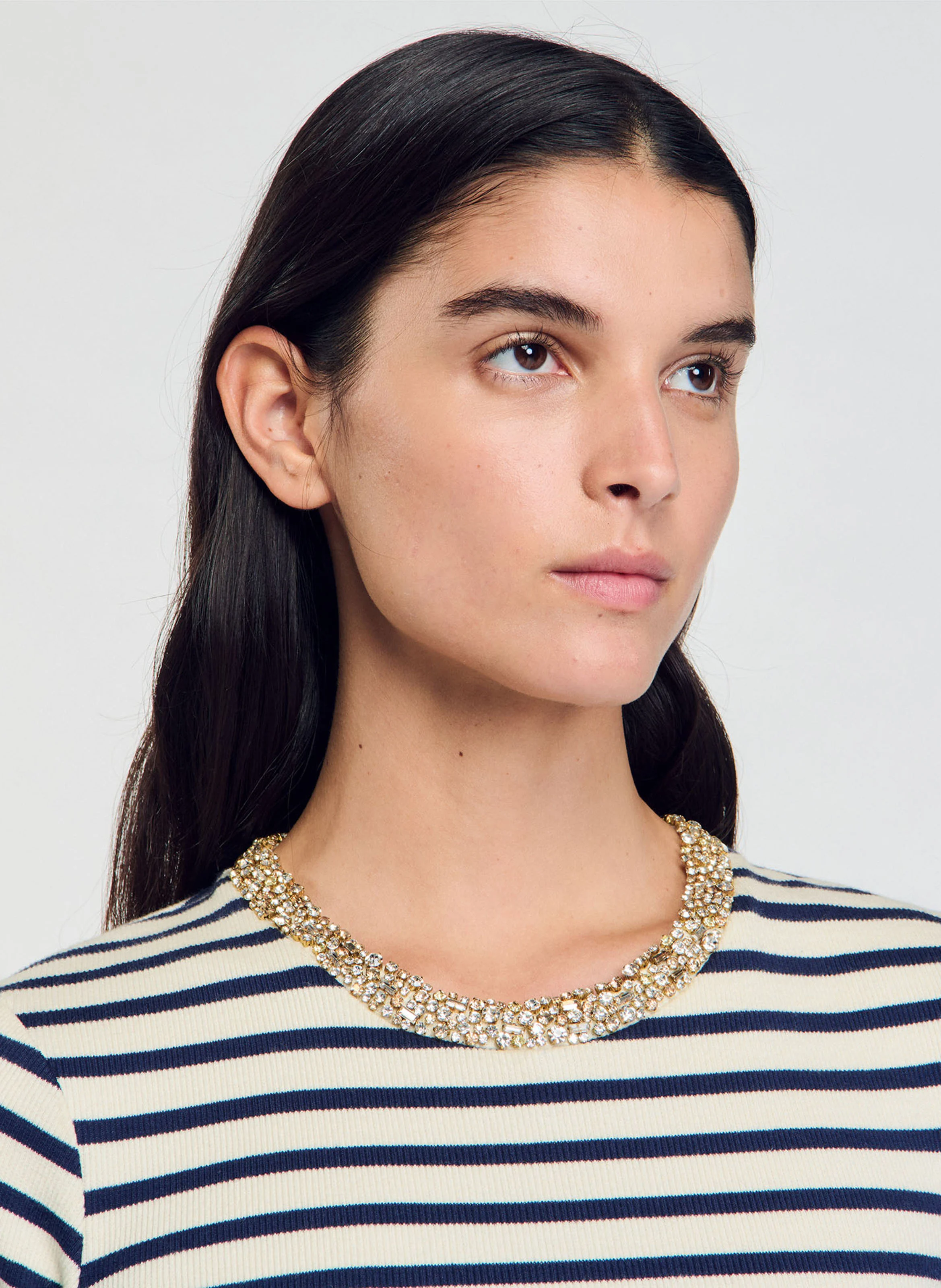 Tee-shirt ajusté en coton mélangé imprimé | Bleu