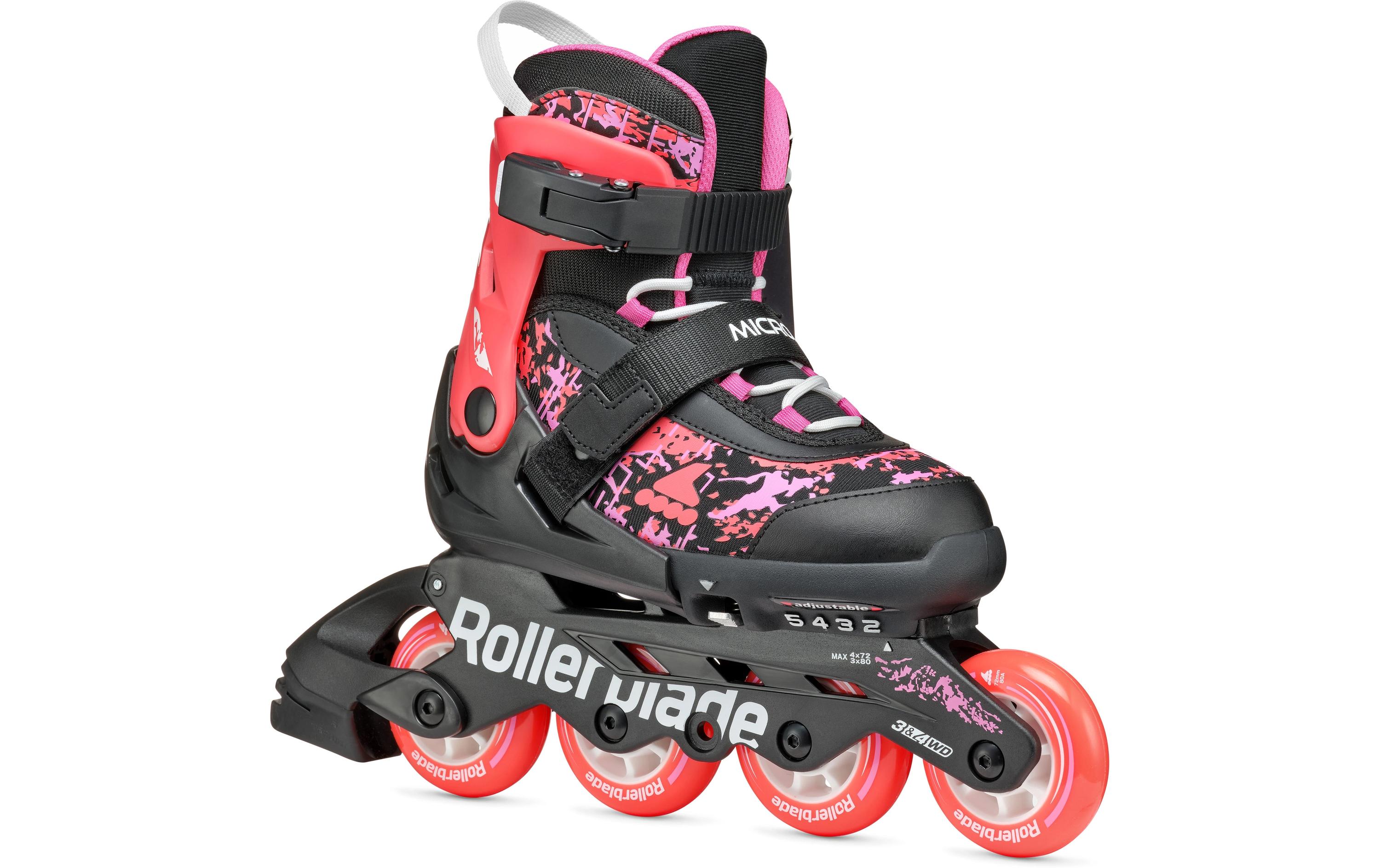 Inline-Skates Microblade SL Schwarz/Korall, 33-36.5Verstellbare Inline-Skates für Kinder