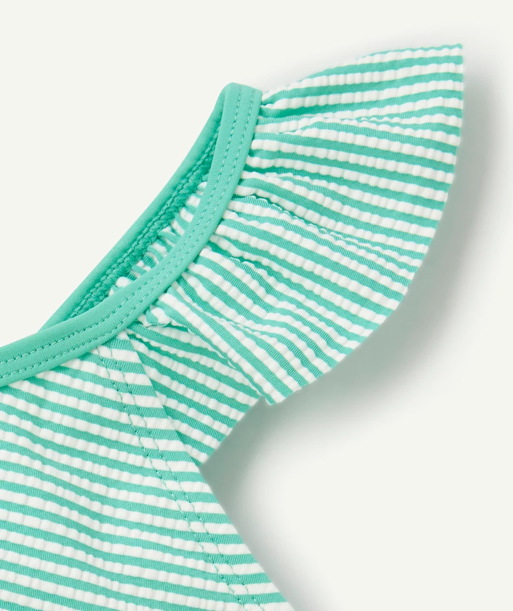 MAILLOT DE BAIN 1 PIÈCE FILLE EN FIBRES RECYCLÉES À RAYURES VERTES