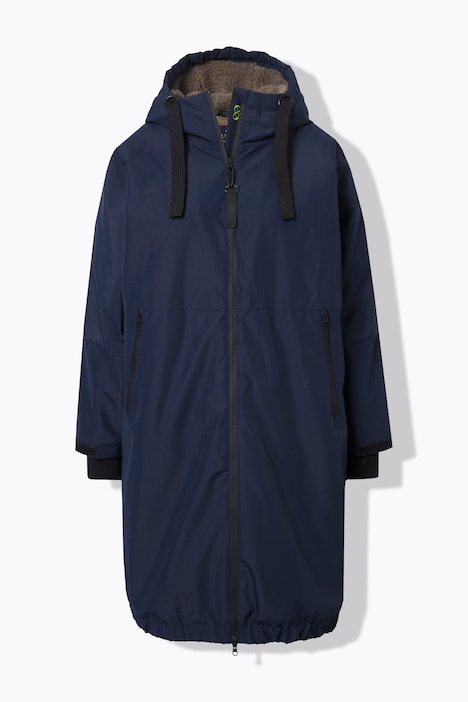 Funktionsjacke, oversized, Teddyfutter, Kapuze, 2-Wege-Zipper