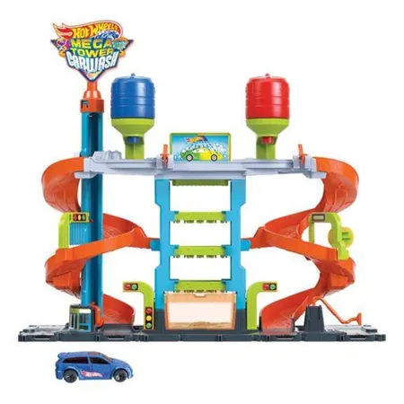 Hot Wheels City Mega Autowaschanlage, 1 Colour Shifters-Fahrzeug, Spielzeug für Kinder