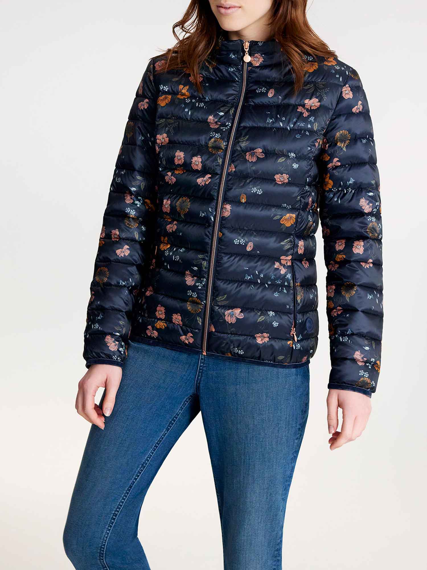 Doudoune Femme Motif Floral Noire