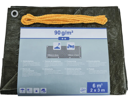 Geweven zeildoek, universeel zeildoek, 90g/m², groen, 2 x 3 m