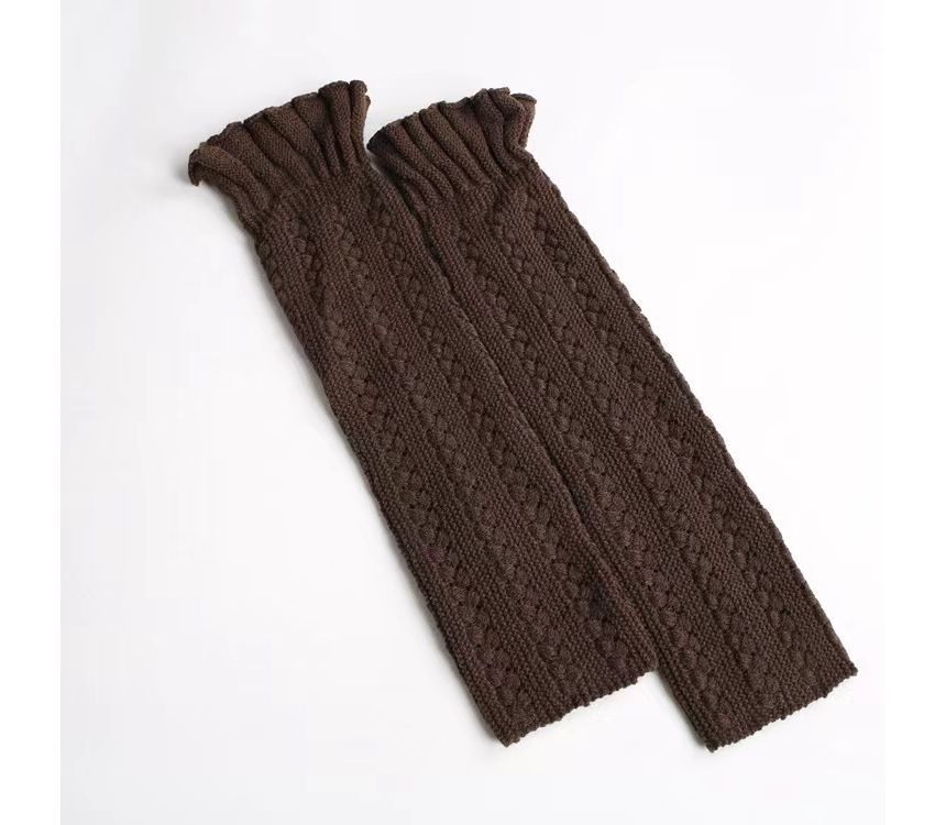 laceyleft - Effen geplooide pointelle gebreide beenwarmers