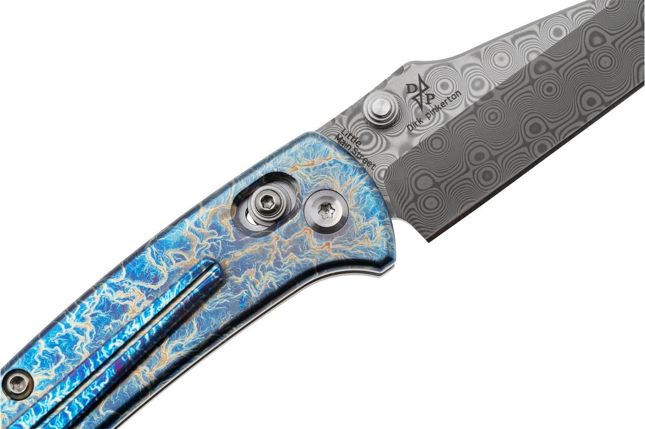 Kansept Little Main Street K2015V1 Damascus Steel , Lightning Strike Titanium, zakmes, Dirk Pinkerton design