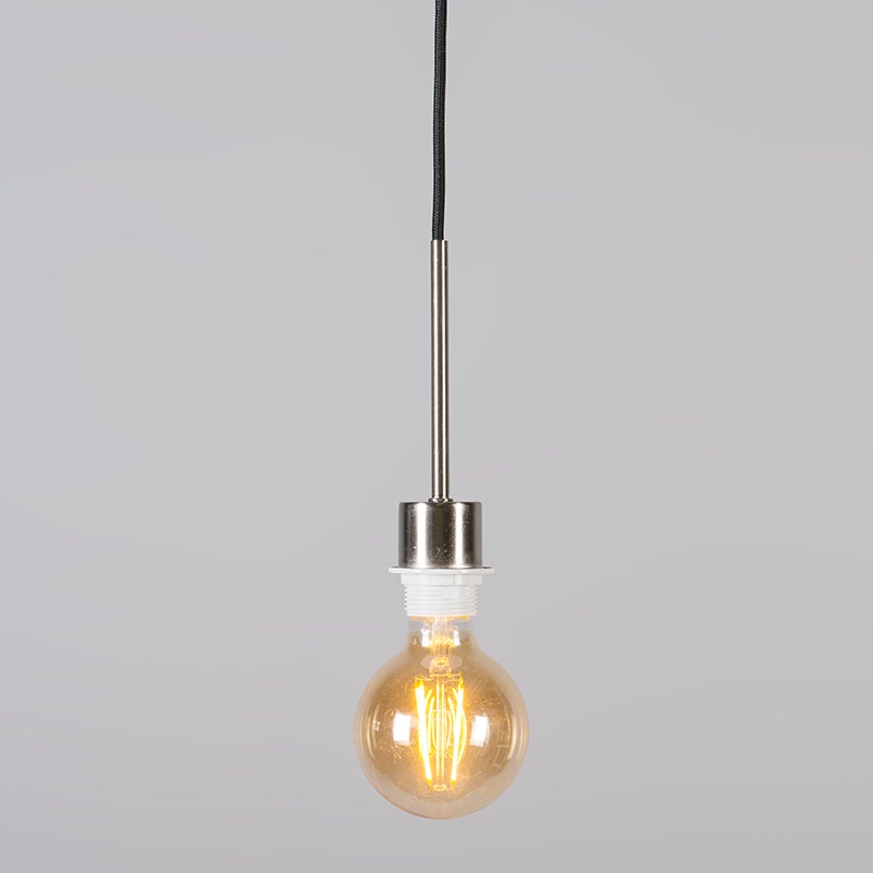 Hanglamp staal met zwarte kabel - Combi 1