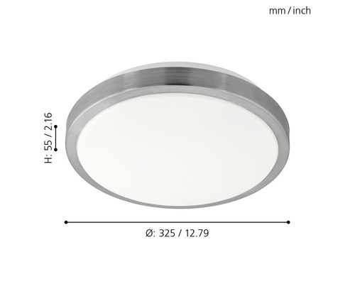 LED wandlamp 23W 2500 lm 3000 K Ø 32,5 cm Competa wit/nikkel/mat