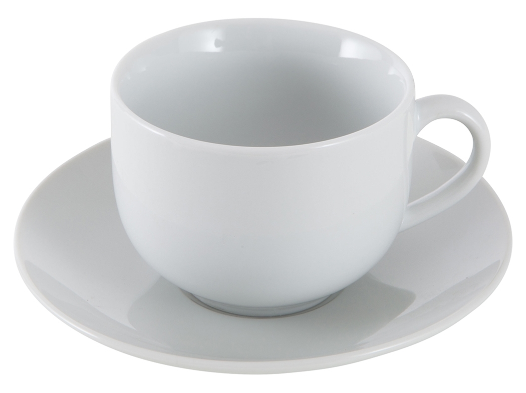 CHÁVENA DE CHÁ COM PIRES OLYMPIA ACTUEL BRANCO PORCELANA 220ML