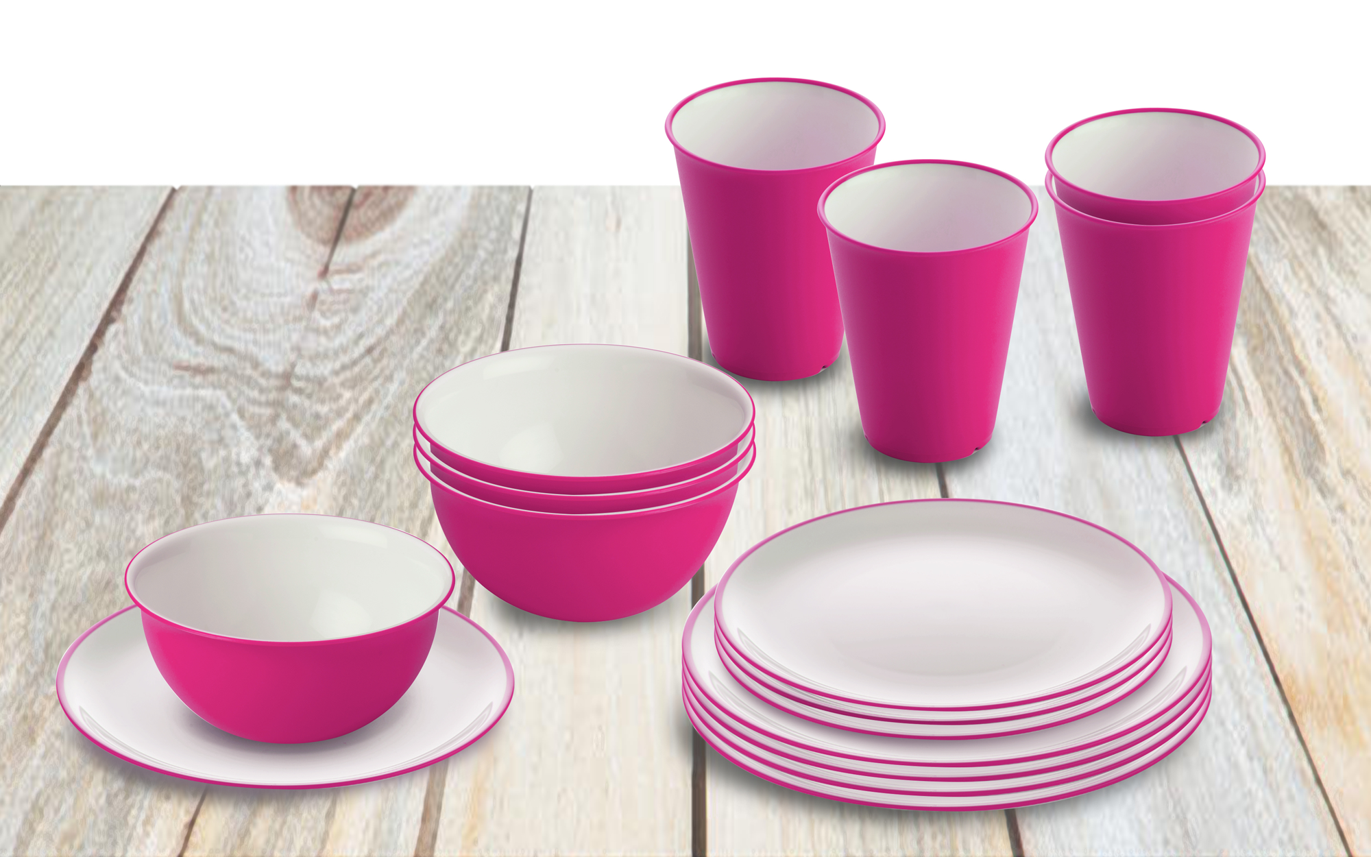 Omada Essgeschirrset mit Müslischüssel 16 teilig fuchsia