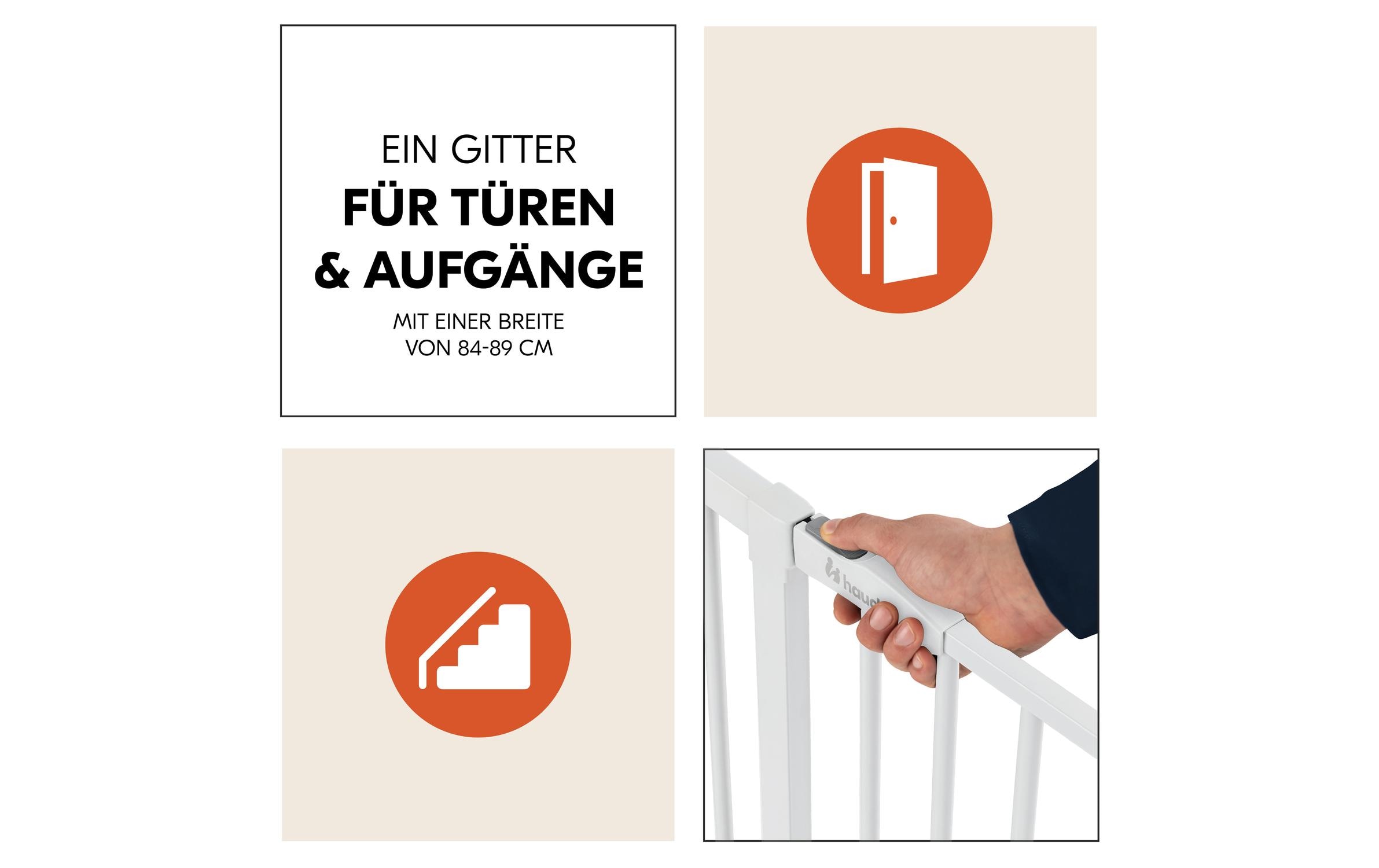 Türschutzgitter Open N Stop 2 Set +9 cm WeissPraktisches, manuell schliessendes Tür- und Treppenschutzgitter-Set