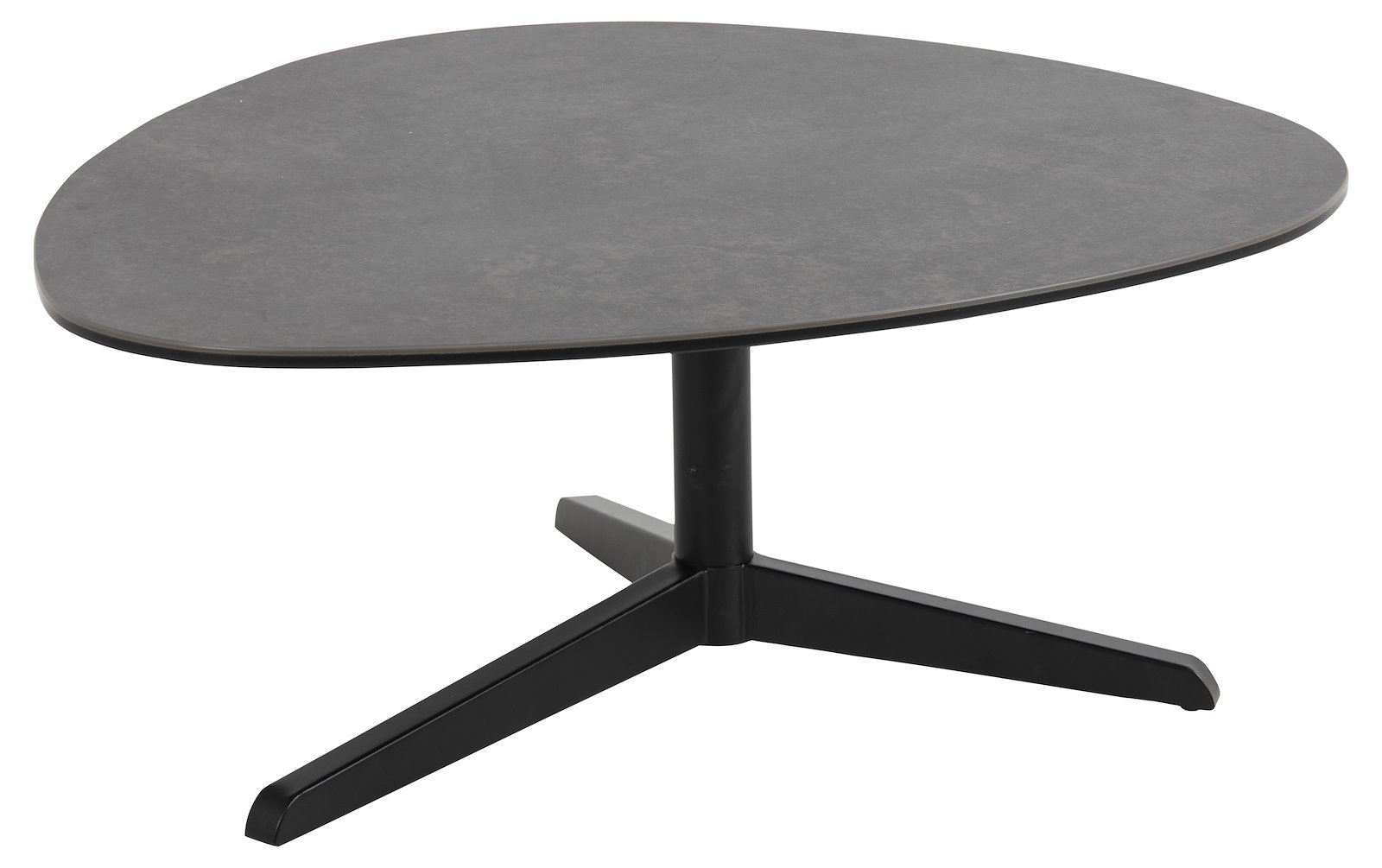 Barnsley sofabord Røff sort keramisk topp med 3-stjerners sort metallunderstell. 84x77x34cm