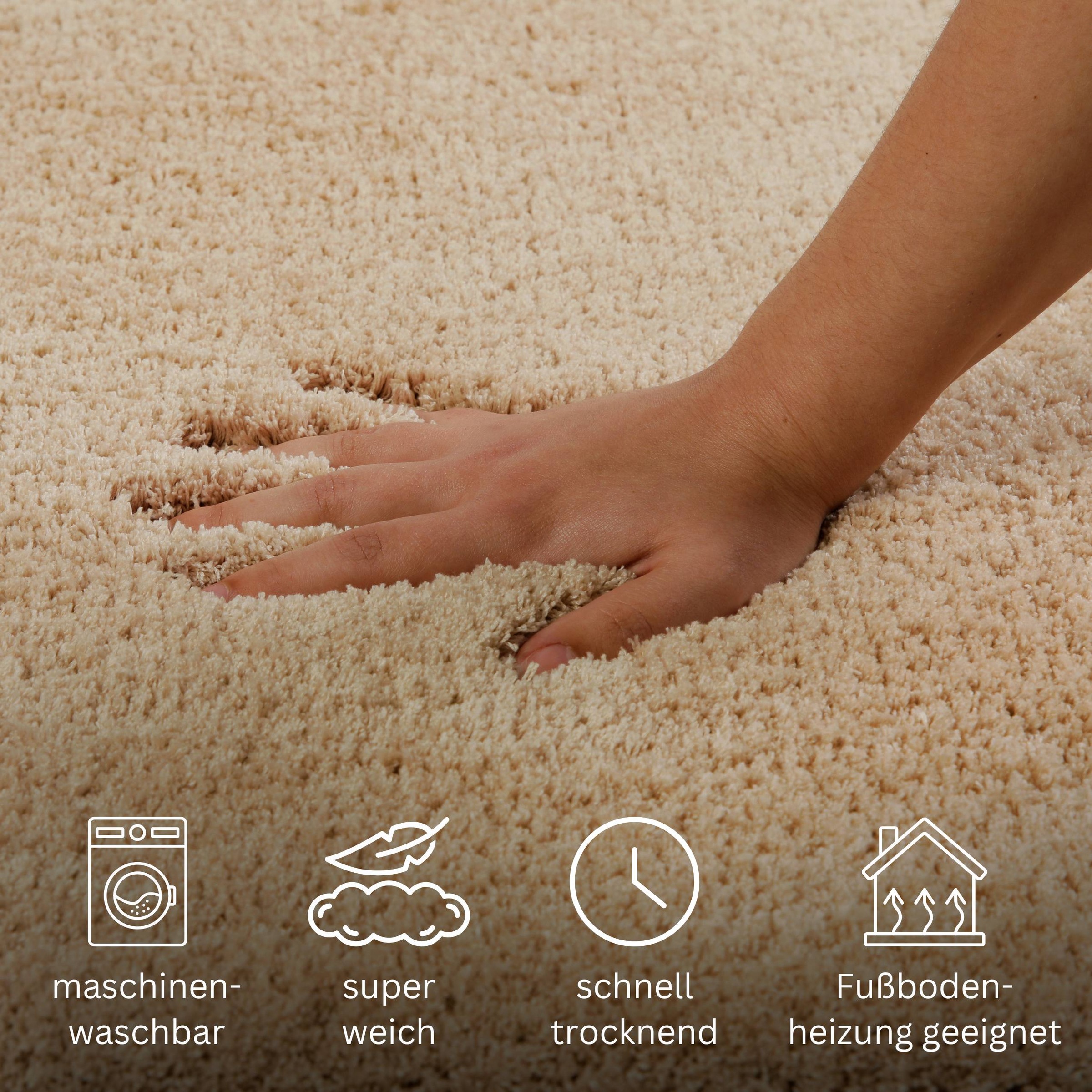 GOODproduct Badematte »Kaarin« Höhe 30 mm rutschhemmend beschichtet schnell trocknend Badteppich, getuftet, flauschig, hochflor, grosse Farbauswahl